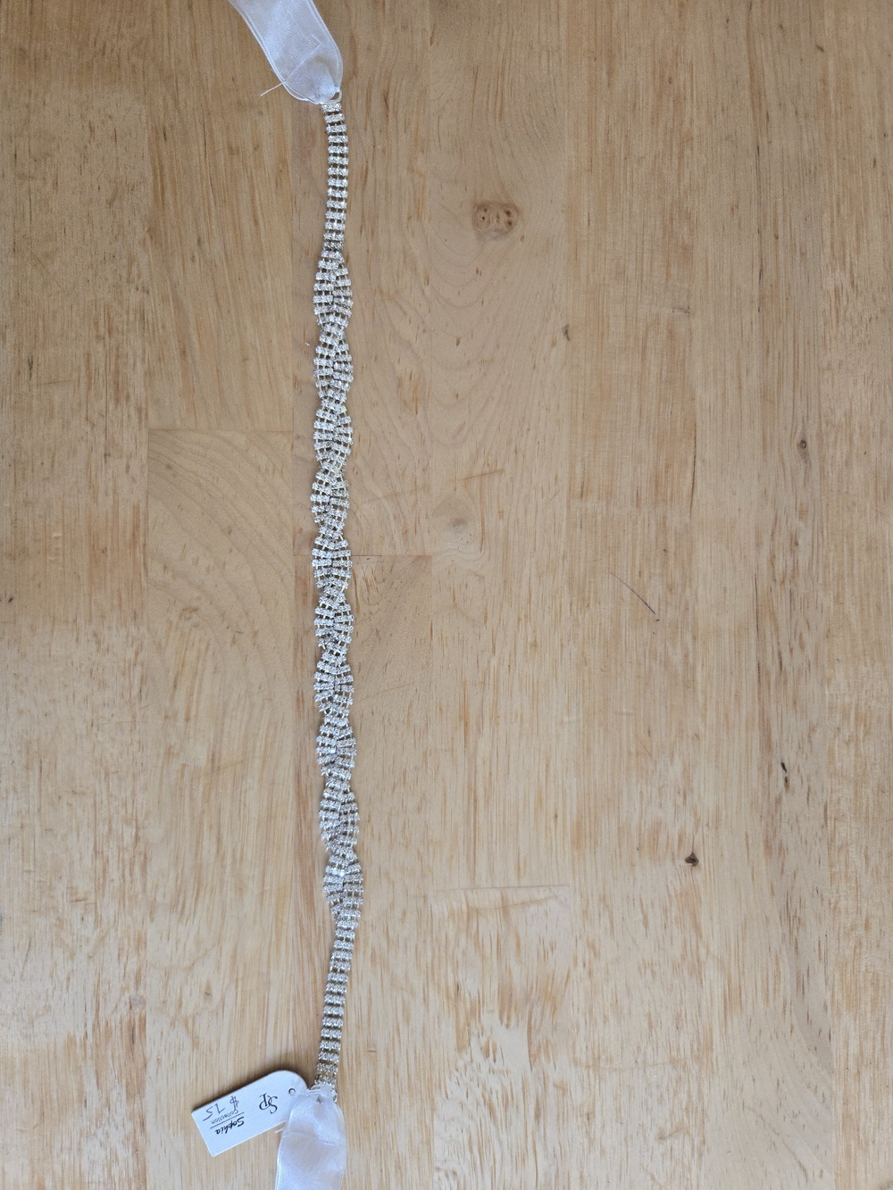 Rhinestone Braided Ribbon Headband - Silver Sparkle